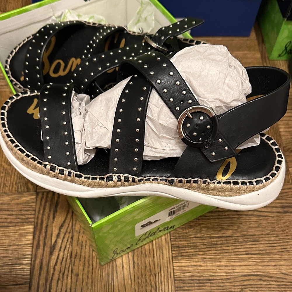 Sam Edelman Janette Black Leather Studded Sandals